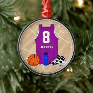 Basketball Jersey on court Magenta Metal Tree Decoration