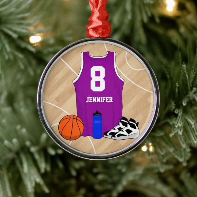 Basketball Jersey on court Magenta Metal Tree Decoration (Tree)