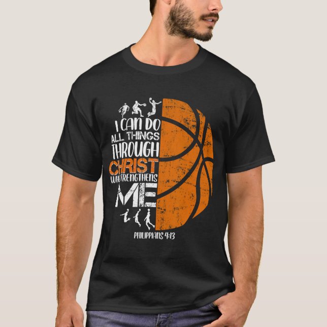 Basketball Jesus Christian Religious Gifts For Men T-Shirt (Front)