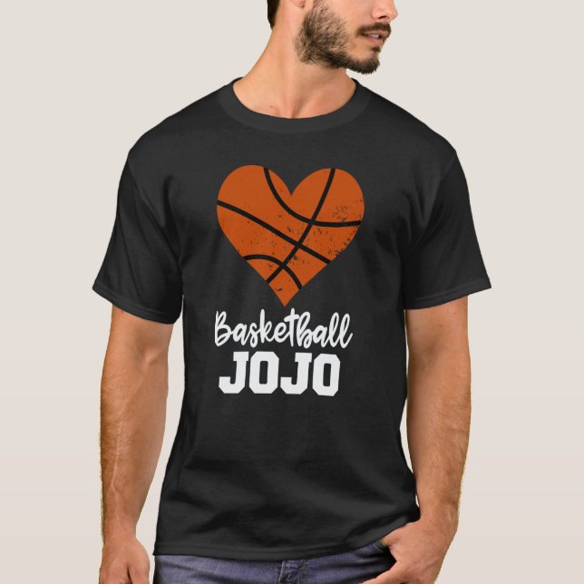 Basketball Jojo Basketball Heart Grandma Jojo T-Shirt (Front)