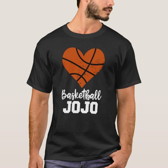 Basketball Jojo Basketball Heart Grandma Jojo T-Shirt (Front)