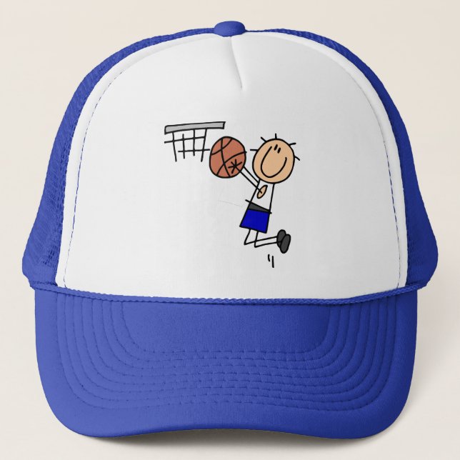 Basketball Jump Shot Blue T-shirts and Gifts Trucker Hat (Front)
