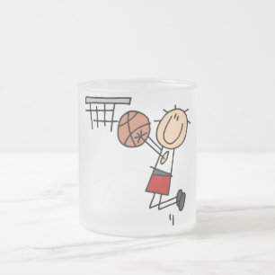 Basketball Jump Shot Red Tshirts and Gifts Frosted Glass Coffee Mug