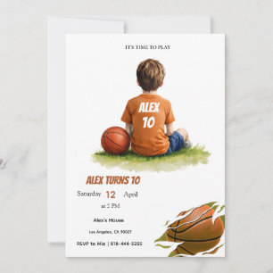 Basketball Kids Birthday Invitation   Personalized
