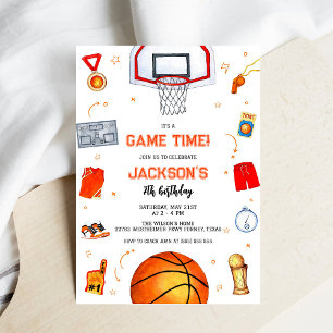 Basketball Kids Boy Birthday Party Invitation