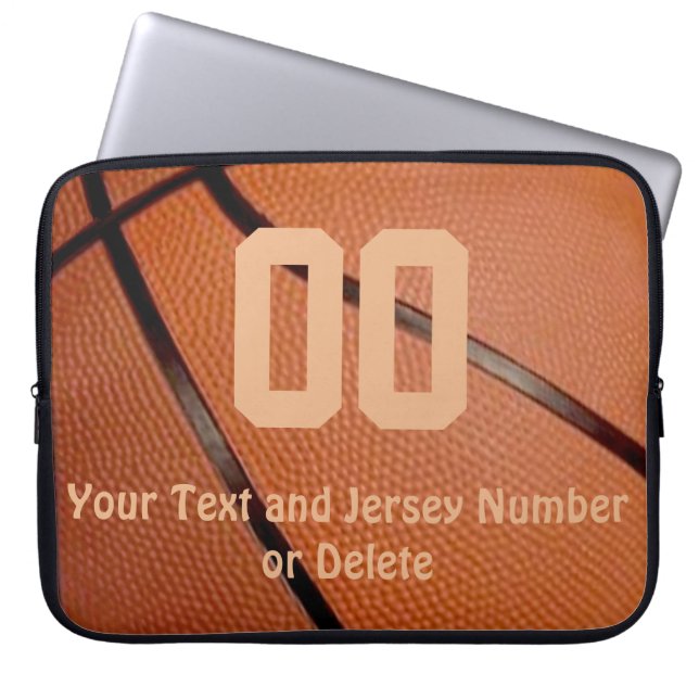 Basketball Laptop Sleeve with Your NUMBER and NAME (Front)