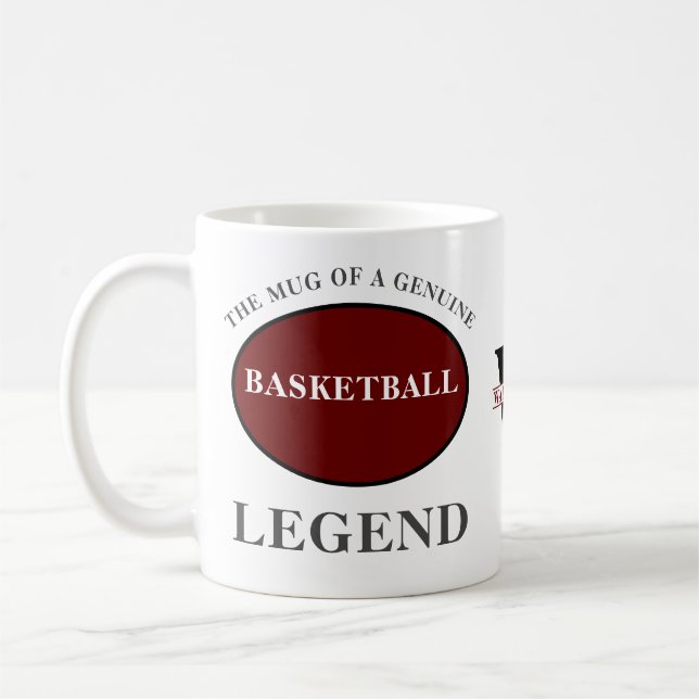 Basketball Legend Monogram Add Your Name Birthday Coffee Mug (Left)