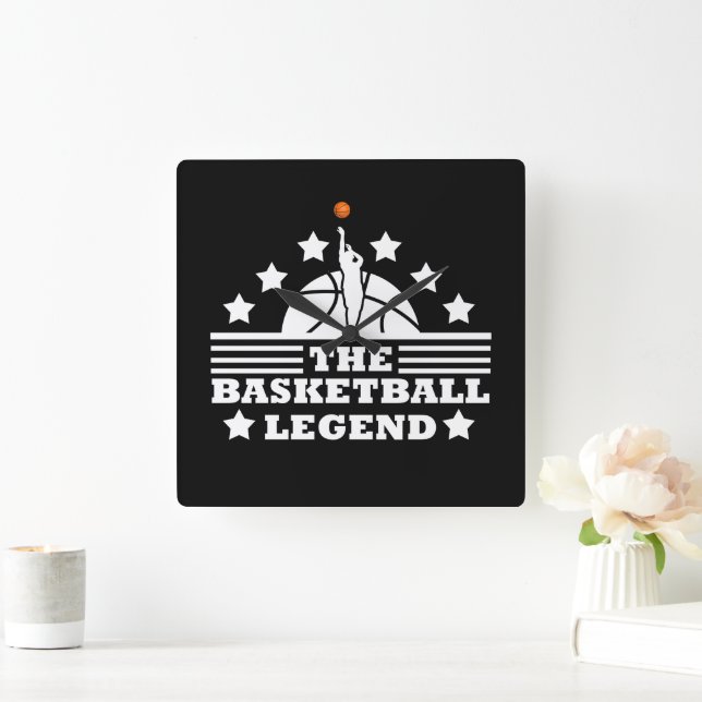 Basketball legend player for coach square wall clock (Home)