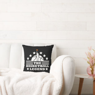 Basketball legend player white orange ball cushion