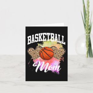 Basketball Leopard Heart tie dye Basketball Mum Ma Card