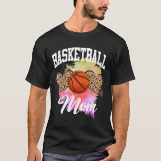 Basketball Leopard Heart tie dye Basketball Mum Ma T-Shirt