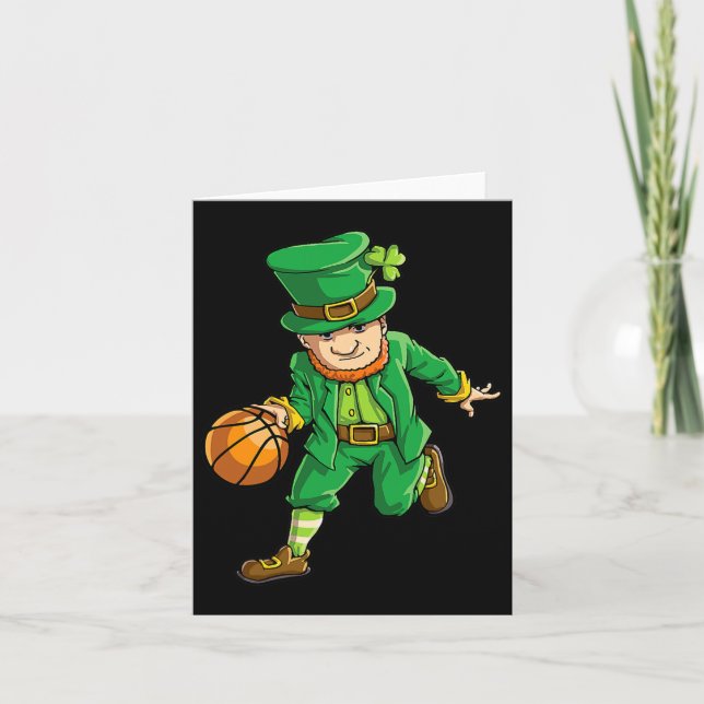 Basketball Leprechaun St Patricks Day Boys Kids Me Card (Front)