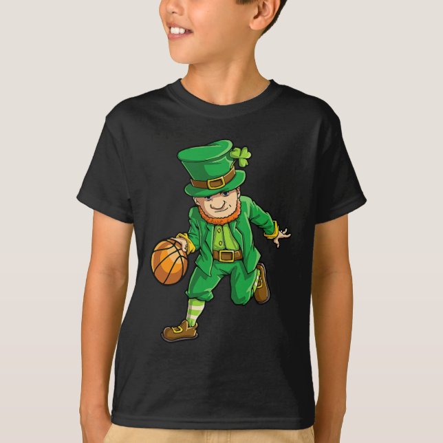 Basketball Leprechaun St Patricks Day Boys Kids Me T-Shirt (Front)