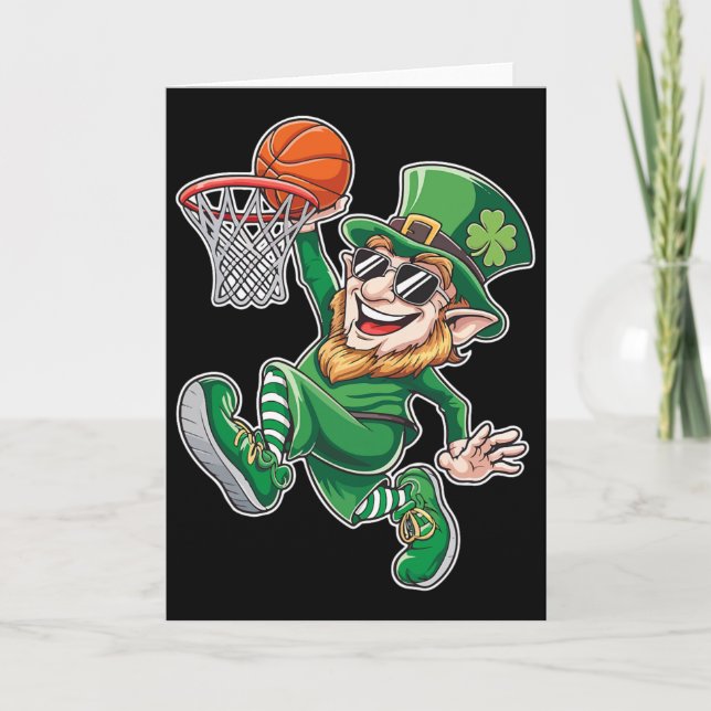 Basketball Leprechaun St. Patrick's Day Funny Play Card (Front)