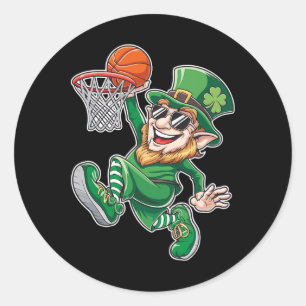 Basketball Leprechaun St. Patrick's Day Funny Play Classic Round Sticker