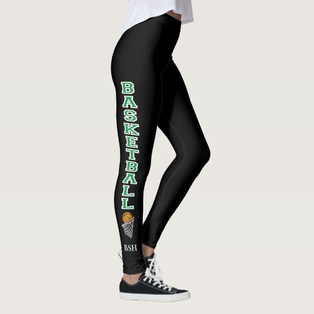 Basketball Letters in a Green and White Leggings (Right)
