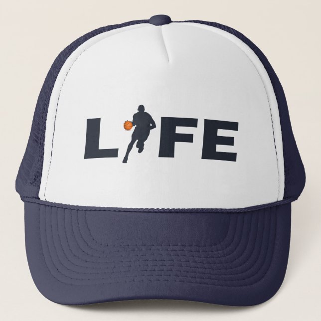 basketball life player dribbling trucker hat (Front)