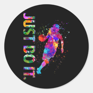 Basketball Life Watercolor Art Classic Round Sticker
