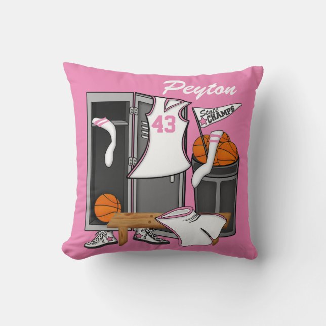 Basketball Locker Room Custom Player Name Number Cushion (Front)