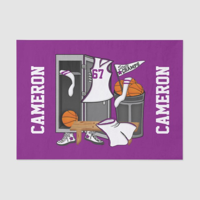 Basketball Locker Room Custom Player Name Number Tissue Paper (Front)