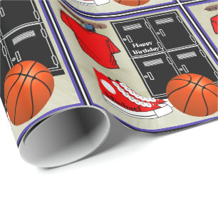 Basketball Locker Room Personalised Birthday Gift Wrapping Paper