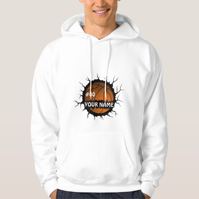 Basketball Logo, Basketball Custom Name Hoodie (Front)