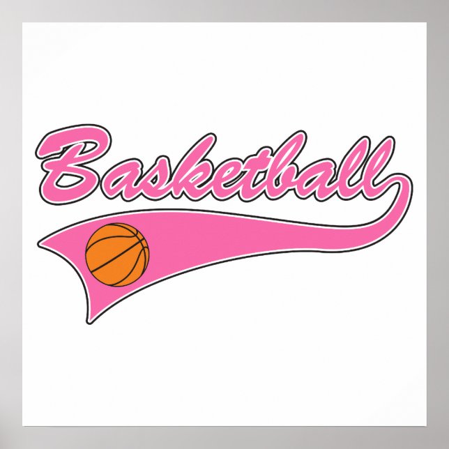basketball logo pink womens girls poster (Front)