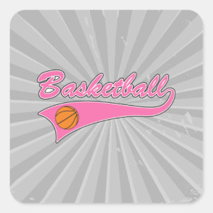 basketball logo pink womens girls square sticker