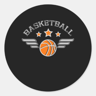 Basketball Logo With Wings Sport Team Classic Round Sticker