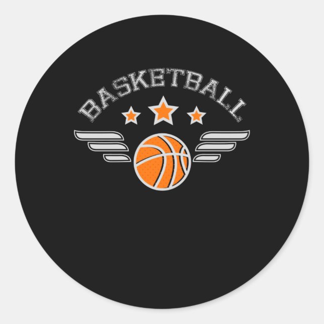 Basketball Logo With Wings Sport Team Classic Round Sticker (Front)