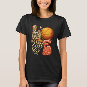 Basketball LOVE Baller Girl Leopard Print Sunflowe T-Shirt