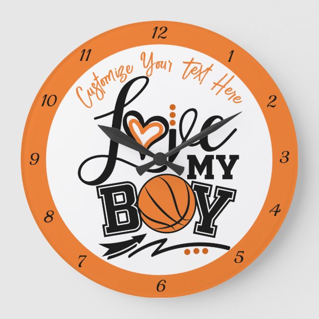Basketball Love My Boy Quote Sports Personalised Large Clock (Front)