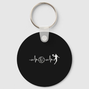Basketball Lover Heartbeat Retro Basketball Key Ring
