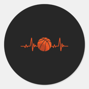 Basketball Lover Heartbeat Vintage Retro Basketbal Classic Round Sticker