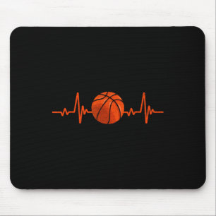 Basketball Lover Heartbeat Vintage Retro Basketbal Mouse Mat