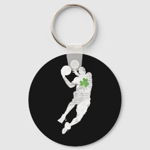 Basketball Lovers Green Shamrock Leaf St Patricks Key Ring
