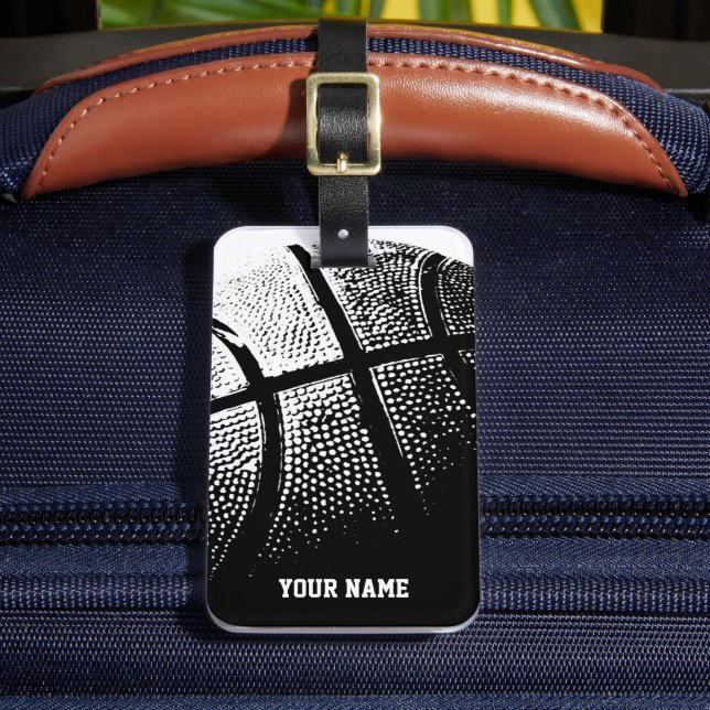 Basketball lugguge tag with name or monogram (Front Insitu 2)
