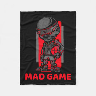 Basketball Mad Game Red And Grey  Fleece Blanket