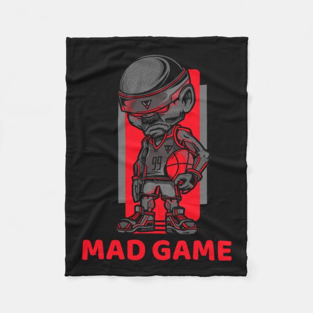 Basketball Mad Game Red And Grey  Fleece Blanket (Front)