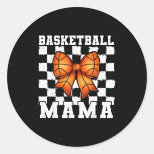 Basketball Mama Coquette Bow Game Day Funny Srts L Classic Round Sticker