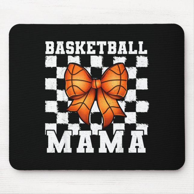 Basketball Mama Coquette Bow Game Day Funny Srts L Mouse Mat (Front)