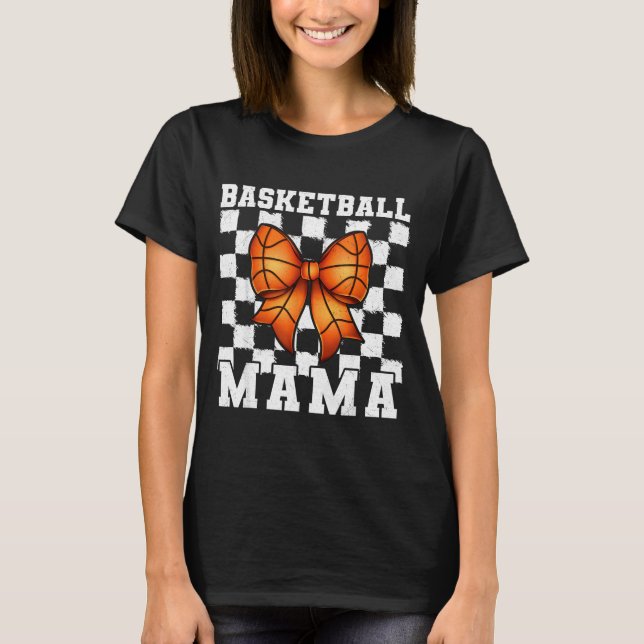 Basketball Mama Coquette Bow Game Day Funny Srts L T-Shirt (Front)