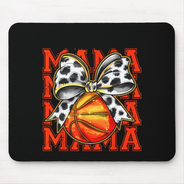 Basketball Mama Coquette Bow Game Illustration Mouse Mat (Front)