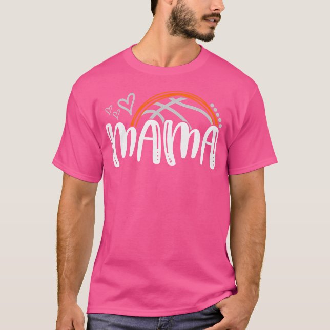 Basketball Mama Family Wo Basketball Hearts Trendy T-Shirt (Front)