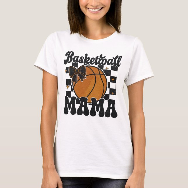 Basketball Mama Glitter Shirt Design with Bow  (Front)