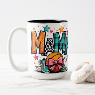 Basketball Mama Leopard Print Sporty Mother's Day Two-Tone Coffee Mug