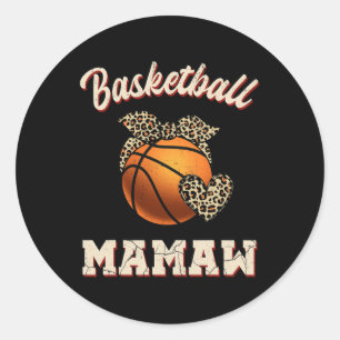 Basketball Mamaw Bandanna Leopard Heart Fans Mothe Classic Round Sticker