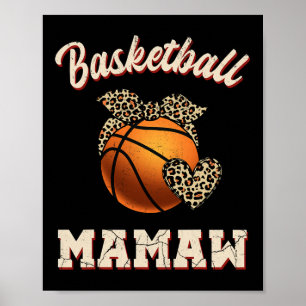 Basketball Mamaw Bandanna Leopard Heart Fans Mothe Poster
