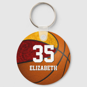 basketball maroon gold girls school team colours key ring
