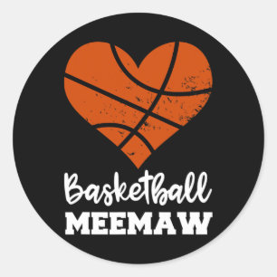 Basketball Meemaw Fun Basketball Heart Grandma Mee Classic Round Sticker